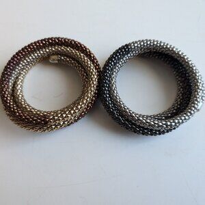 2 metal wrap bracelets, Gold and Silver